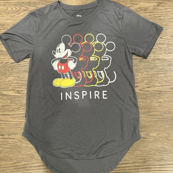 Disney‎ Shirt Kids Medium 7–9 Gray Mickey Mouse Short Sleeve Tunic Inspire - Picture 1 of 9